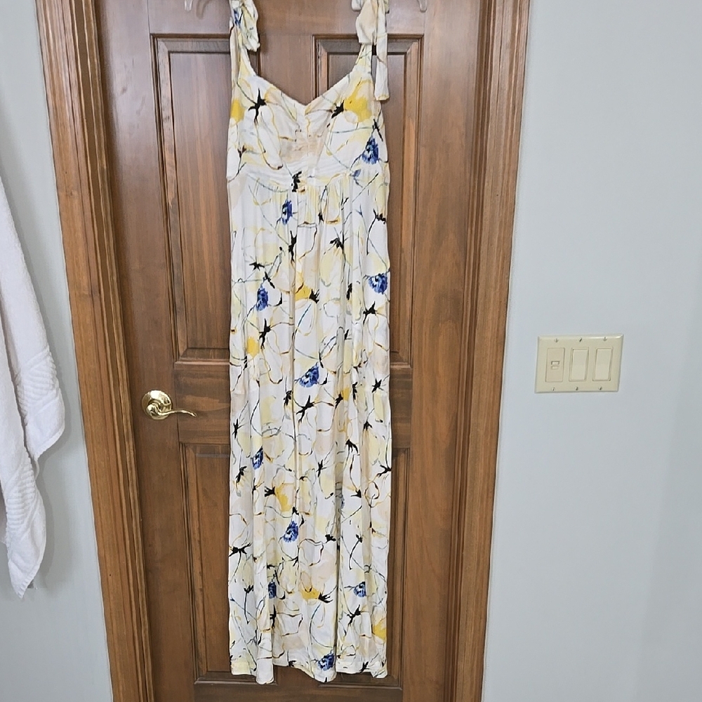 Cream and Yellow Sleeveless Sundress Maxi